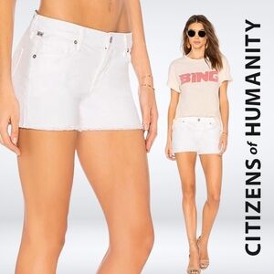 Citizens Of Humanity Ava Cutoff Denim Women's Shorts White Frayed Hem Size 32